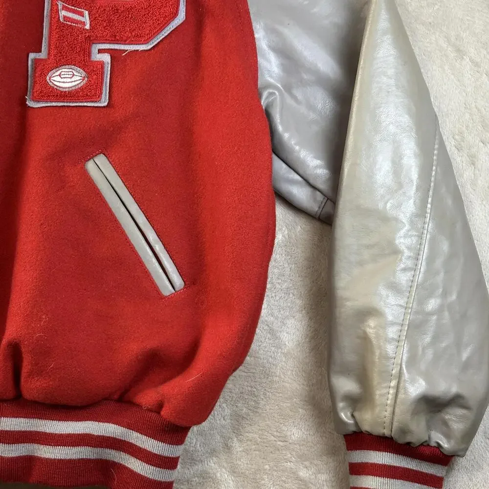 Vintage Holloway Varsity Jacket Mens XL Red Wool Mustangs Letterman P Patch